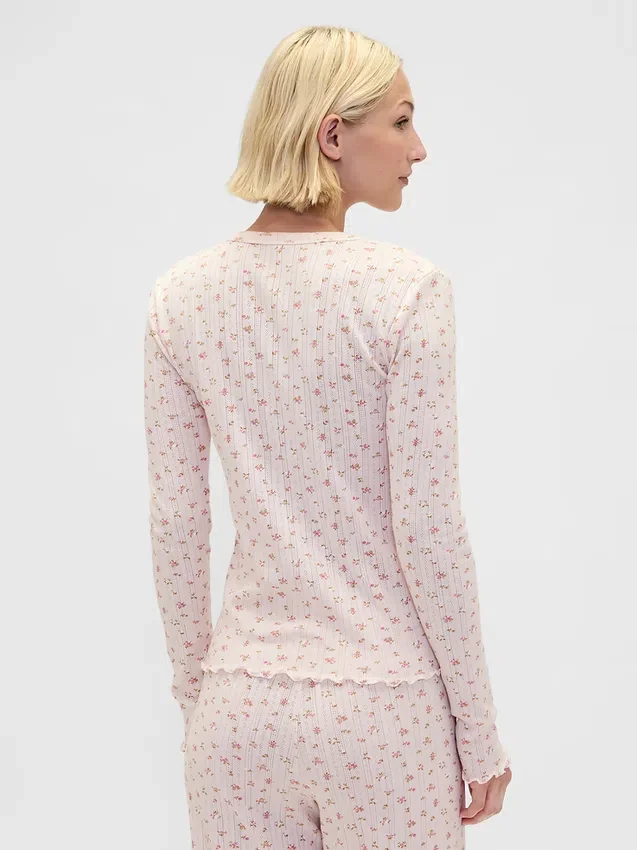 Pointelle-Pyjama-Oberteil