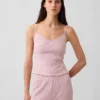 Pointelle-Pyjama-Trägertop mit gewelltem Saum