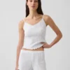 Pointelle-Pyjama-Trägertop mit gewelltem Saum