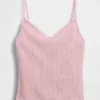 Pointelle-Pyjama-Trägertop mit gewelltem Saum