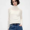Pointelle-Rollkragen-Pullover