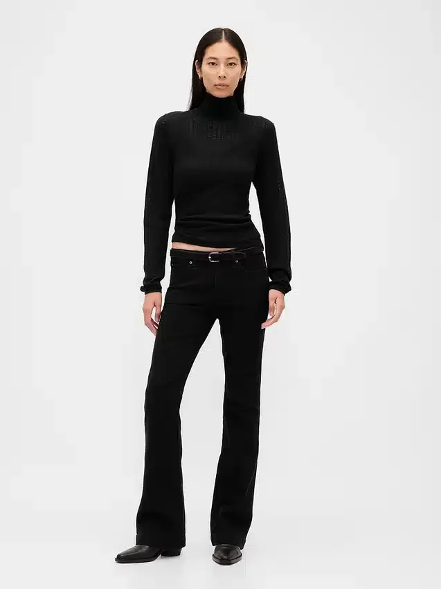Pointelle-Rollkragen-Pullover