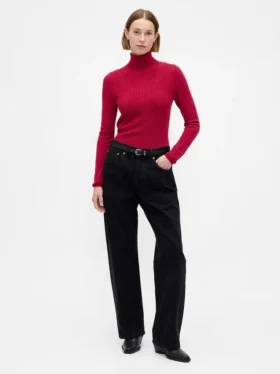 Pointelle-Rollkragen-Pullover