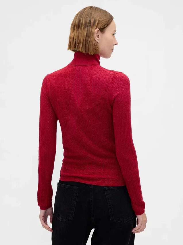 Pointelle-Rollkragen-Pullover