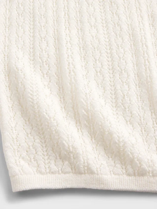 Pointelle-Rollkragen-Pullover