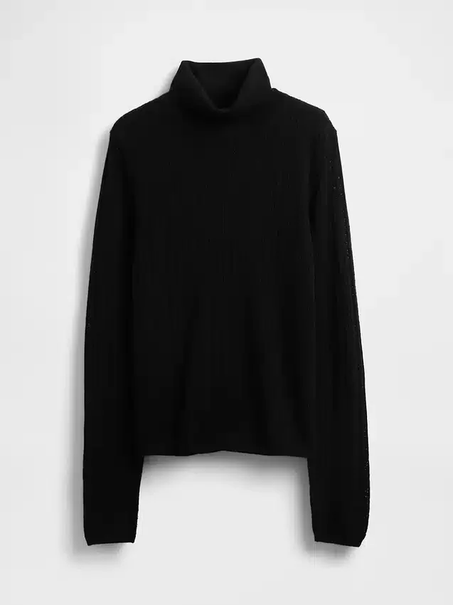 Pointelle-Rollkragen-Pullover