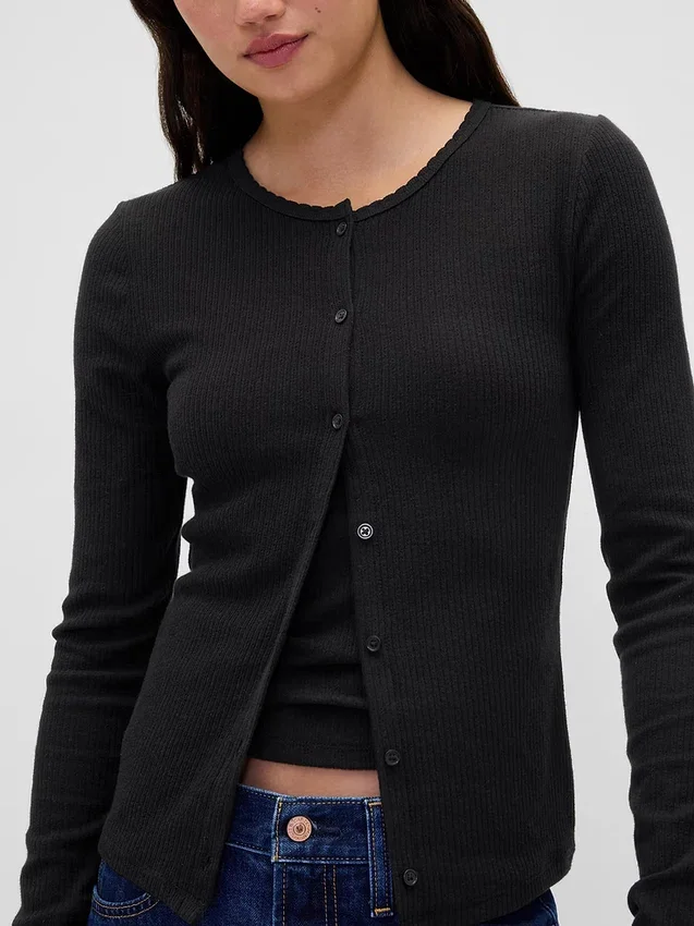 Pointelle-Strickjacke