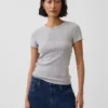 Pointelle-T-Shirt mit Rundhalsausschnitt