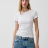 Pointelle-T-Shirt mit Rundhalsausschnitt