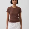 Pointelle-T-Shirt mit Rundhalsausschnitt