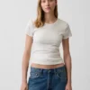 Pointelle-T-Shirt mit Rundhalsausschnitt