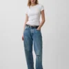 Pointelle-T-Shirt mit Rundhalsausschnitt
