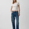 Pointelle-T-Shirt mit Rundhalsausschnitt