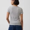 Pointelle-T-Shirt mit Rundhalsausschnitt