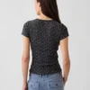 Pointelle-T-Shirt mit Rundhalsausschnitt