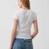 Pointelle-T-Shirt mit Rundhalsausschnitt