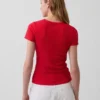 Pointelle-T-Shirt mit Rundhalsausschnitt