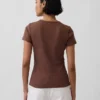 Pointelle-T-Shirt mit Rundhalsausschnitt
