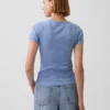 Pointelle-T-Shirt mit Rundhalsausschnitt