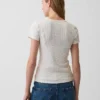 Pointelle-T-Shirt mit Rundhalsausschnitt