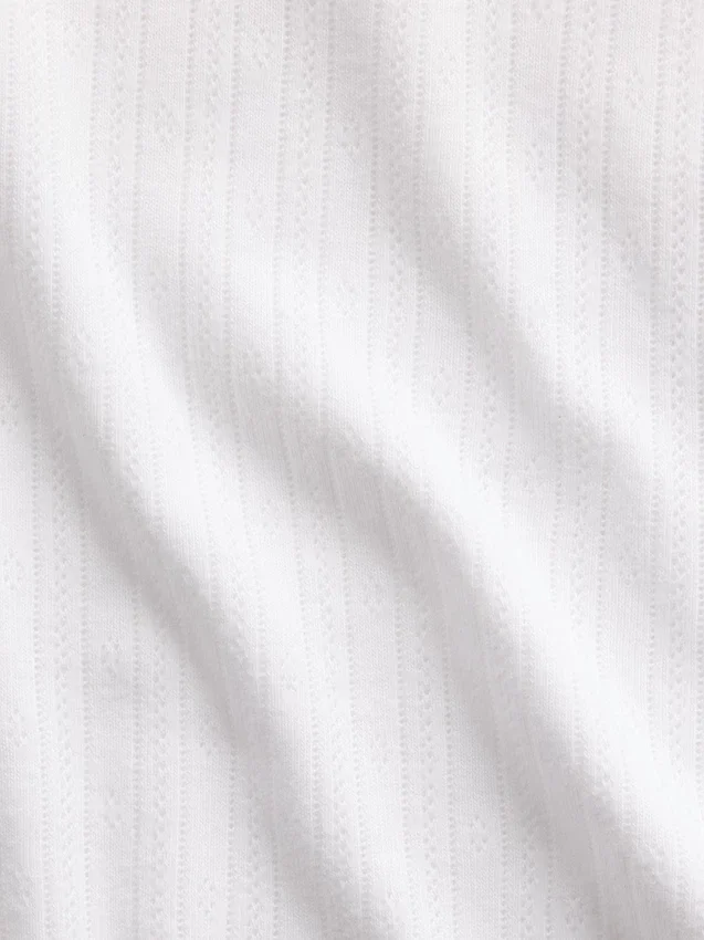 Pointelle-T-Shirt mit Rundhalsausschnitt