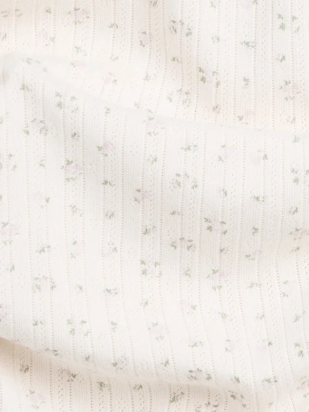 Pointelle-T-Shirt mit Rundhalsausschnitt