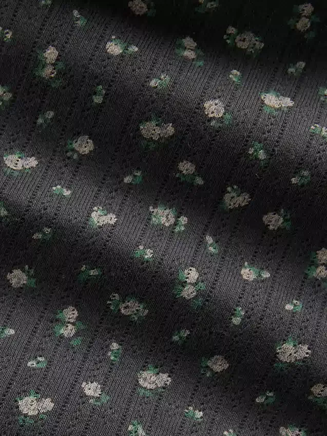Pointelle-T-Shirt mit Rundhalsausschnitt