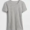 Pointelle-T-Shirt mit Rundhalsausschnitt