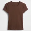 Pointelle-T-Shirt mit Rundhalsausschnitt