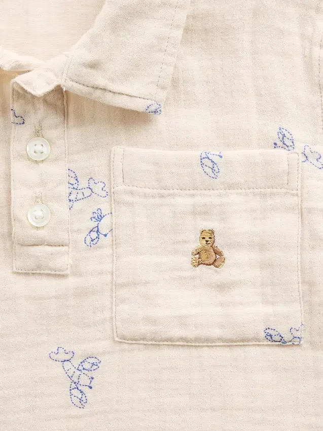 Polohemd aus bedruckter Baumwollgaze für Baby & Kleinkind
