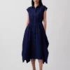 Popeline-Hemdkleid mit Taschentuchsaum