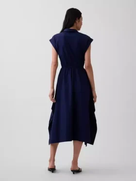 Popeline-Hemdkleid mit Taschentuchsaum