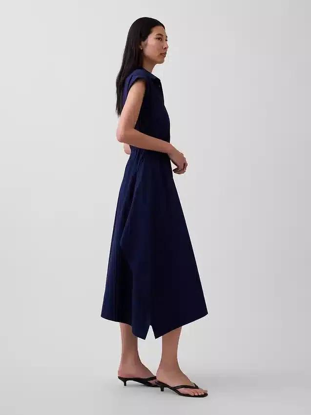Popeline-Hemdkleid mit Taschentuchsaum