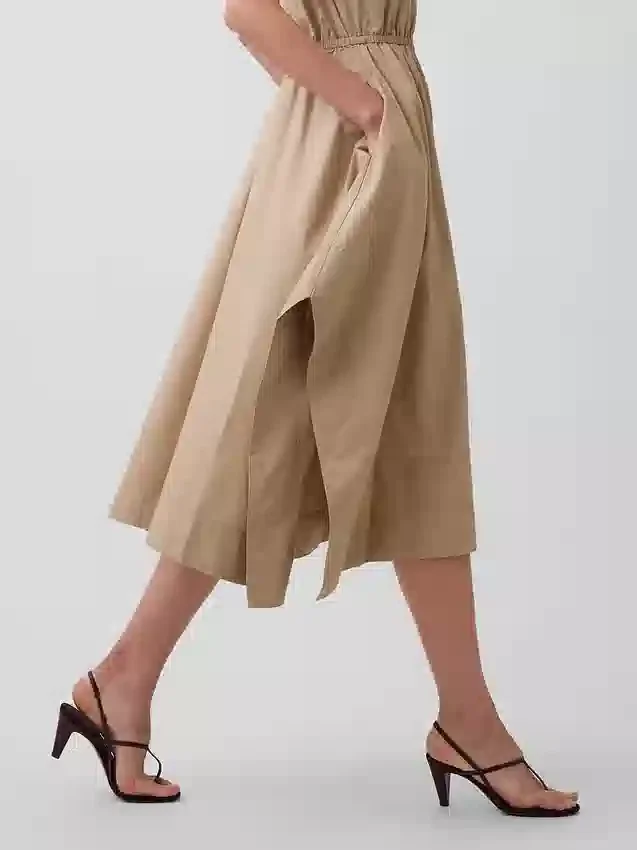 Popeline-Hemdkleid mit Taschentuchsaum