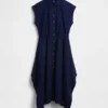 Popeline-Hemdkleid mit Taschentuchsaum
