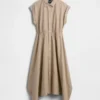 Popeline-Hemdkleid mit Taschentuchsaum