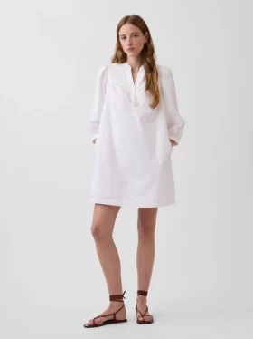 Popeline-Henley-Minikleid