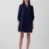 Popeline-Henley-Minikleid