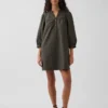Popeline-Henley-Minikleid