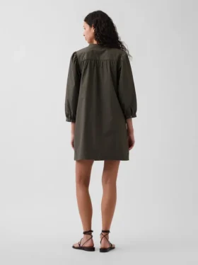 Popeline-Henley-Minikleid