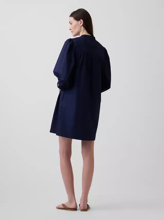 Popeline-Henley-Minikleid