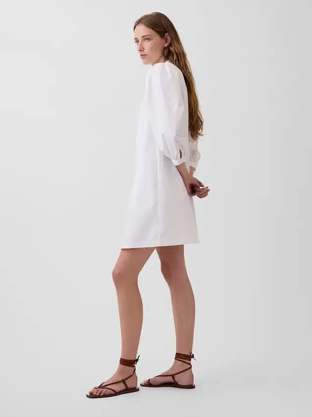 Popeline-Henley-Minikleid