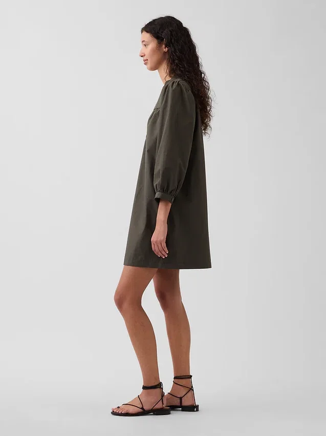 Popeline-Henley-Minikleid
