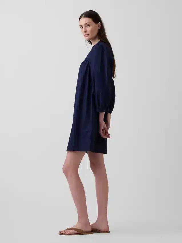 Popeline-Henley-Minikleid