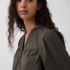 Popeline-Henley-Minikleid