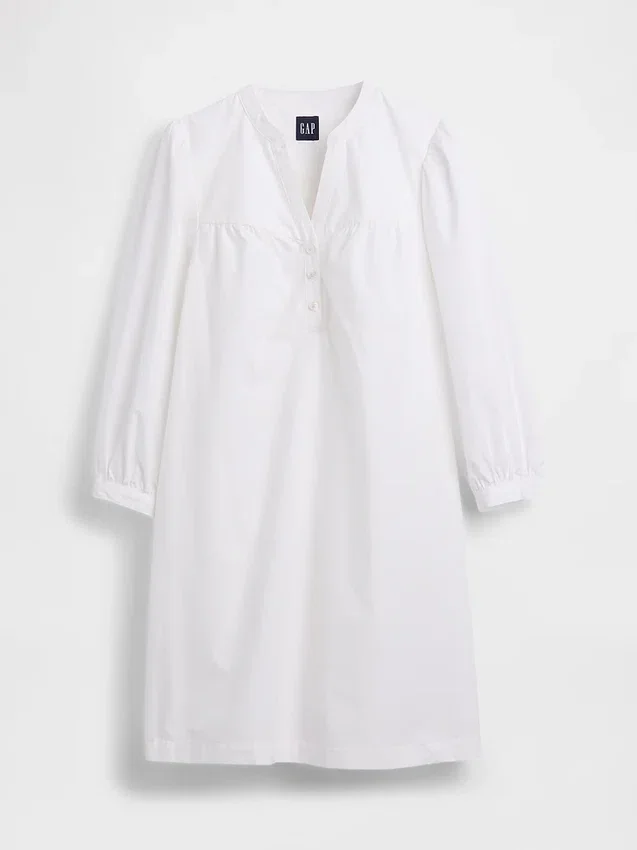 Popeline-Henley-Minikleid