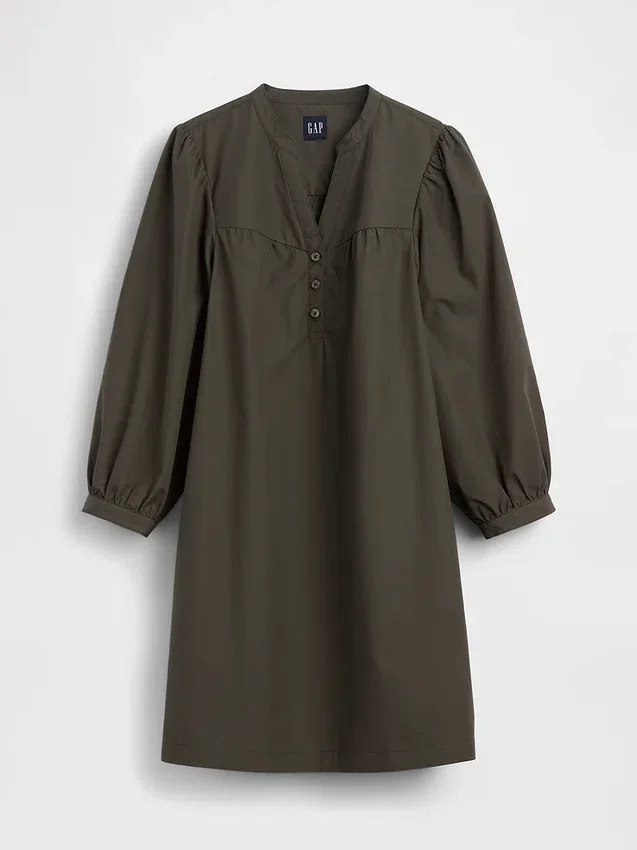 Popeline-Henley-Minikleid