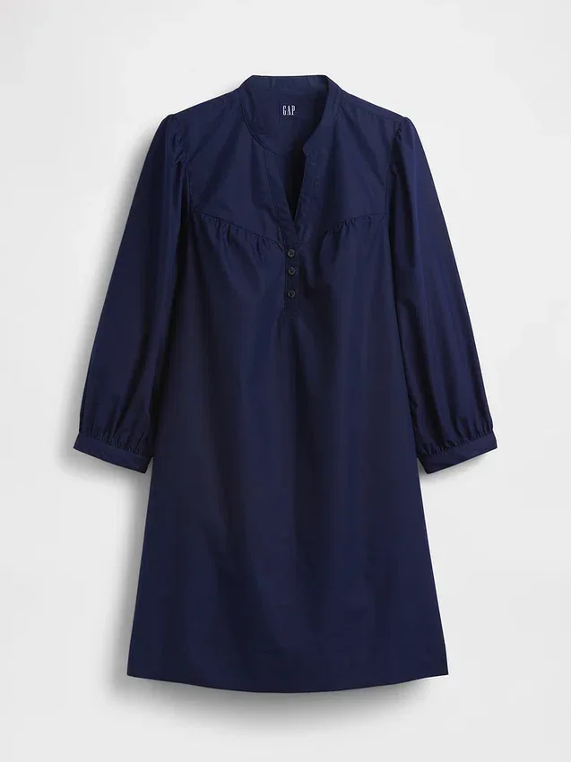 Popeline-Henley-Minikleid