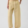 Popeline-Hose mit doppeltem Kniebereich und weitem Bein