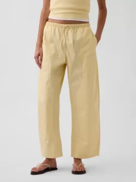 Popeline-Hose mit doppeltem Kniebereich und weitem Bein